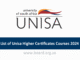 List of Unisa Higher Certificates Courses 2024
