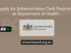 Apply for Administrative Clerk Position at Department of Health