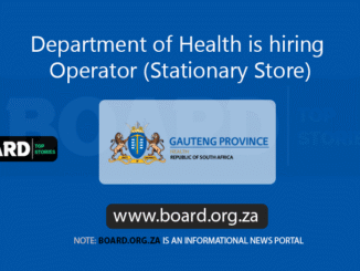 Department of Health is hiring Operator (Stationary Store)
