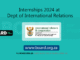 Internships 2024 at Dept of International Relations