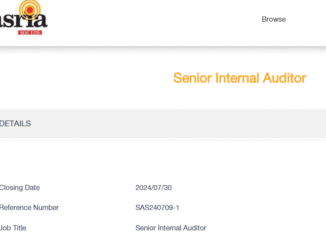 Sasria is looking for a Senior Internal Auditor