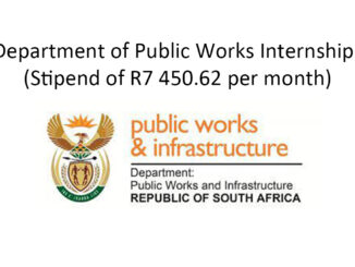 Department of Public Works Internships (Stipend of R7 450.62 per month)