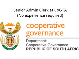 Senior Admin Clerk at CoGTA (No experience required)