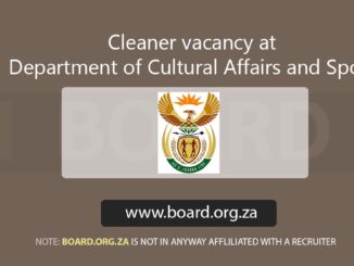 Cleaner vacancy at Department of Cultural Affairs and Sport