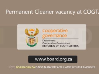 Permanent Cleaner vacancy at COGTA