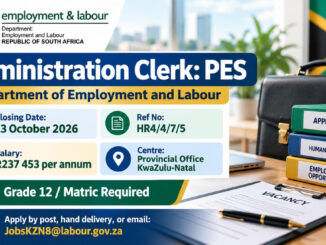 Department of Employment and Labour Administration Clerk Vacancy: Grade 12 Applicants Can Apply