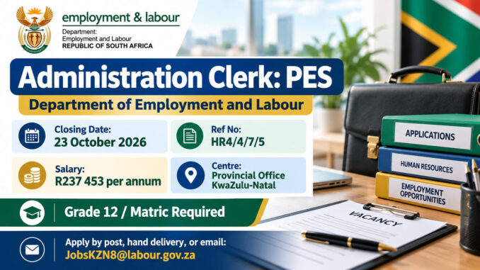 department_employment_labour_administration_clerk_pes_1200x675 Department of Employment and Labour Administration Clerk Vacancy: Grade 12 Applicants Can Apply